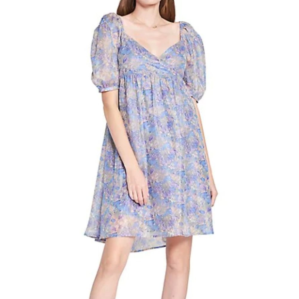 NWT ORGANZA FLOWER LILAC/BLUE "En Saison" DRESS